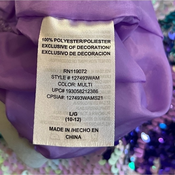 JoJo pink blue purple white sequin elastic waist girls skirt size large 10-12 - Picture 7 of 8